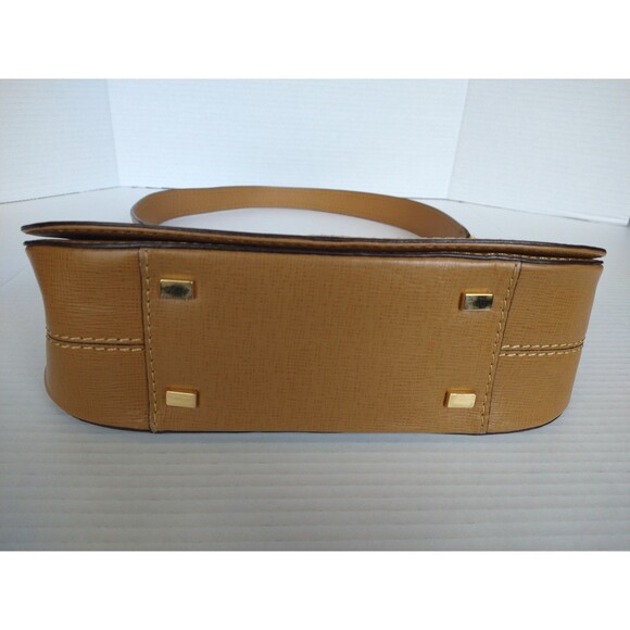 Adrienne Vittadini shoulder satchel handbag purse tan brown medium sleek classic - Picture 7 of 16